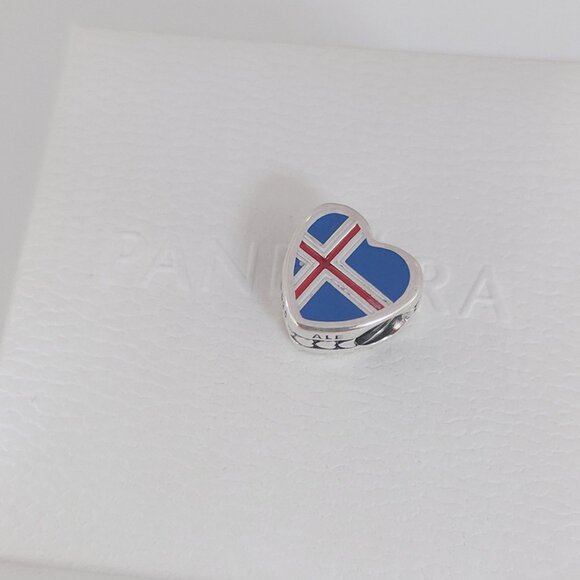 Pandora Iceland Flag Heart Charm Bead S925 Silver with box - Picture 5 of 9